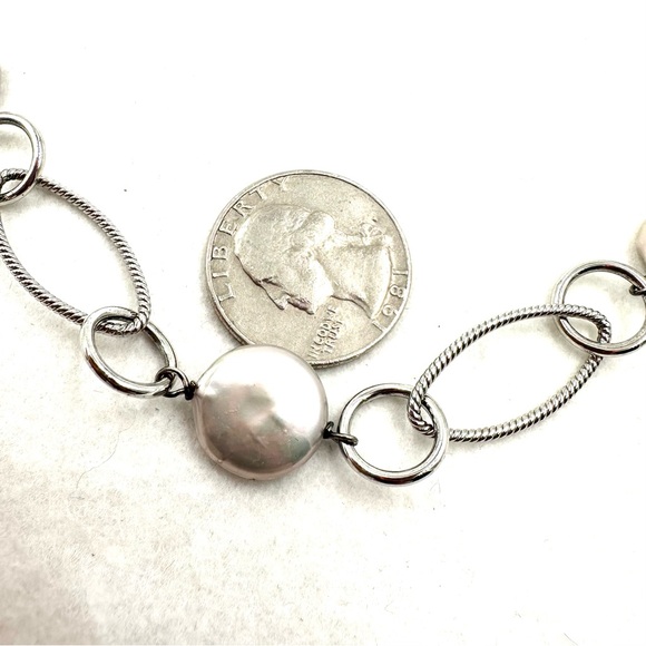 Honora Sterling Silver Coin Blister Pearl Station Necklace NWOT - Picture 6 of 9